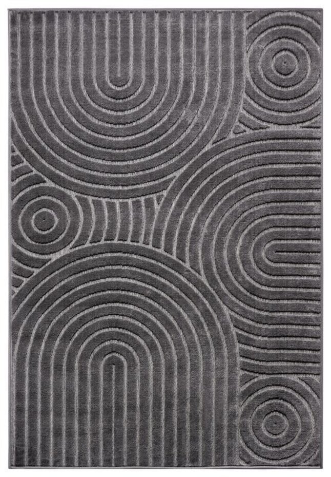Modern vloerkleed - Iconic Golvend Japandi Grijs - 133 X 190 CM