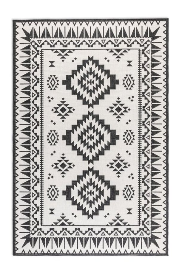 Elle Decoration - Binnen & Buitenkleed - Omkeerbaar - Gemini - Zwart - 120 X 170 CM