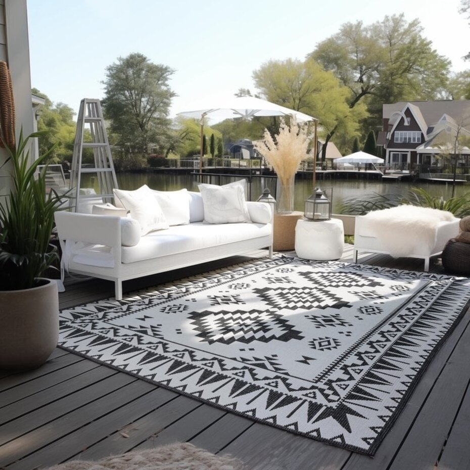Elle Decoration - Binnen & Buitenkleed - Omkeerbaar - Gemini - Zwart - 120 X 170 CM