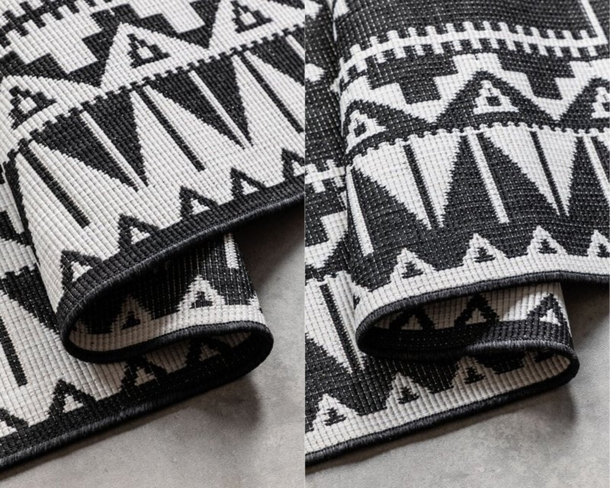 Elle Decoration - Binnen & Buitenkleed - Omkeerbaar - Gemini - Zwart - 120 X 170 CM Elle Decoration - Binnen & Buitenkleed - Omkeerbaar - Gemini - Zwart - 120 X 170 CM