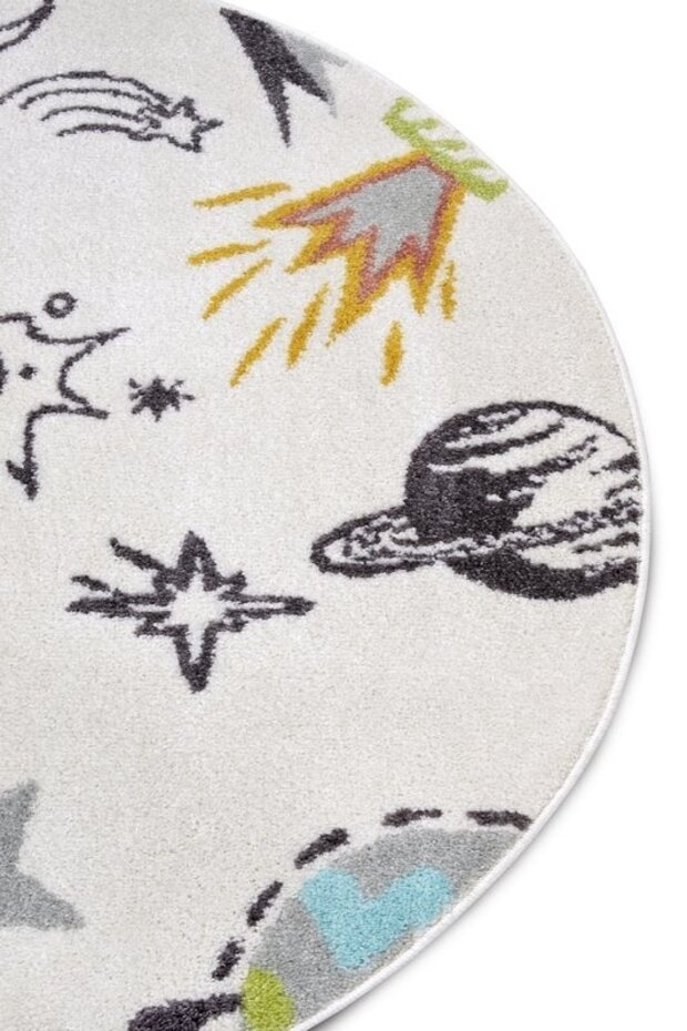 Rond Kindervloerkleed - Adventures Ruimte Crème/Multi - Ø 140 CM