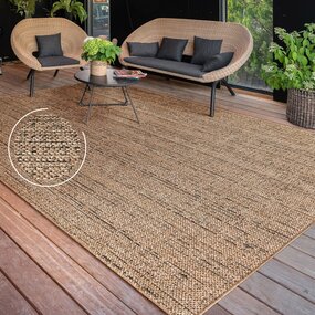 Jute buitenkleed - Aamber Lines Naturel/Zwart - 120x160 cm