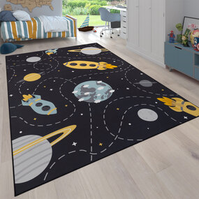 Kindervloerkleed - Binola Astronaut Zwart - 120x160 cm