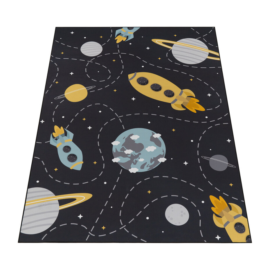 Kindervloerkleed - Binola Astronaut Zwart - 120x160 cm
