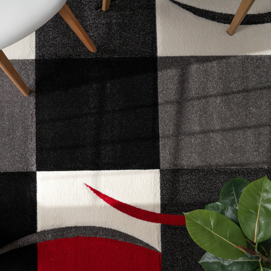 Modern vloerkleed - Diamesa Geblokt Rood - 160x230 cm