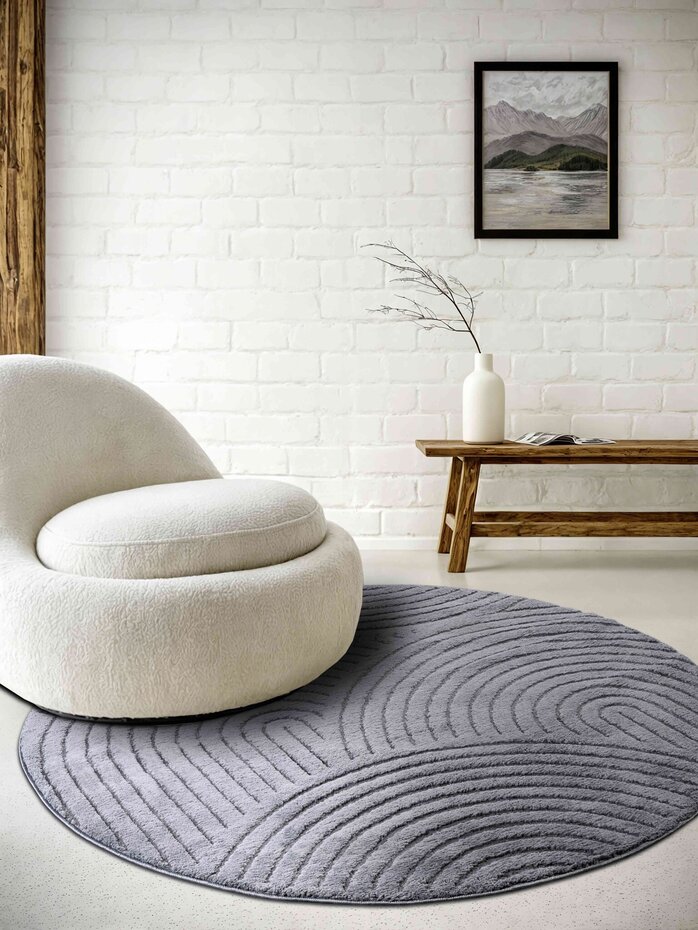 Rond Japandi vloerkleed - Panglao Antraciet - Ø 200cm rond Rond Japandi vloerkleed - Panglao Antraciet - Ø 200cm rond