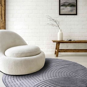Rond Japandi vloerkleed - Panglao Antraciet - Ø 200cm rond