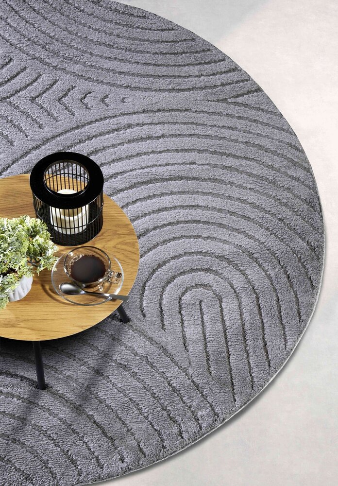 Rond Japandi vloerkleed - Panglao Antraciet - Ø 200cm rond Rond Japandi vloerkleed - Panglao Antraciet - Ø 200cm rond