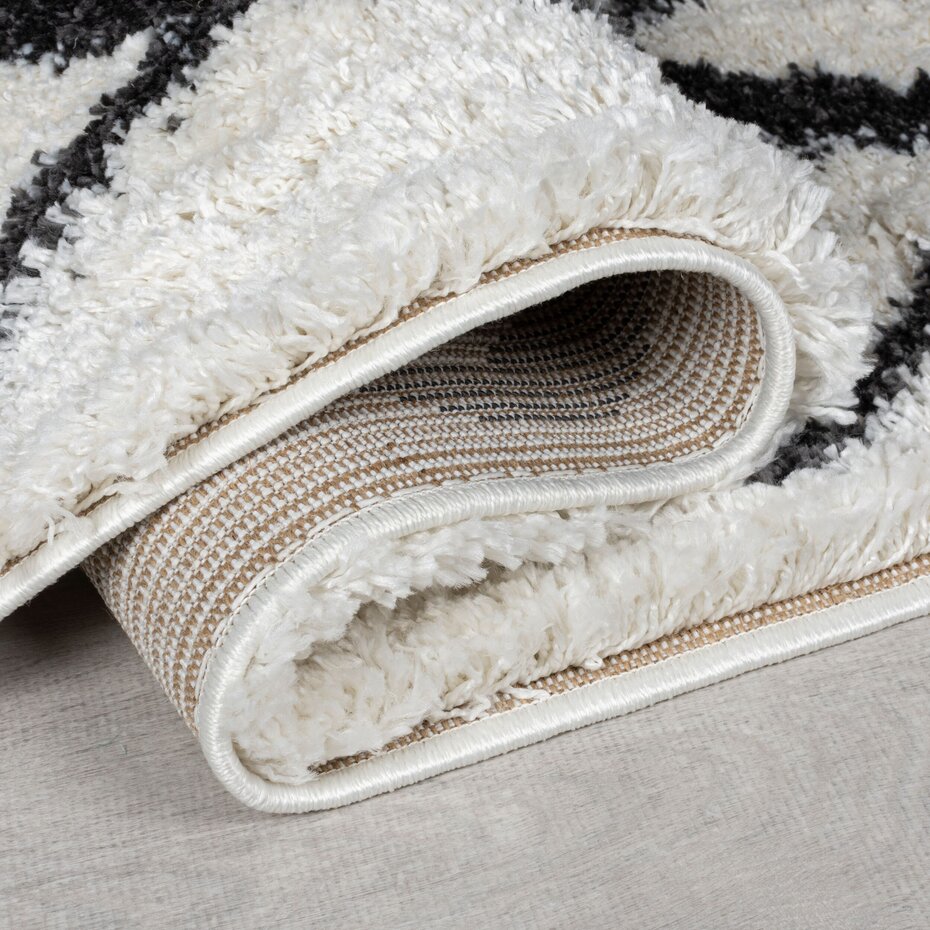 Hoogpolig Vloerkleed - Souq lines Crème/Antraciet Hoogpolig Vloerkleed - Souq lines Crème/Antraciet