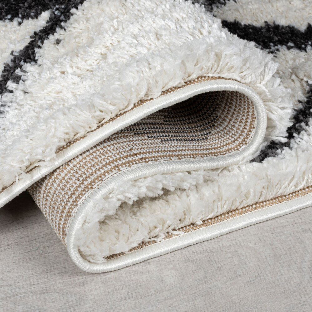 Hoogpolig Vloerkleed - Souq lines Crème/Antraciet Hoogpolig Vloerkleed - Souq lines Crème/Antraciet