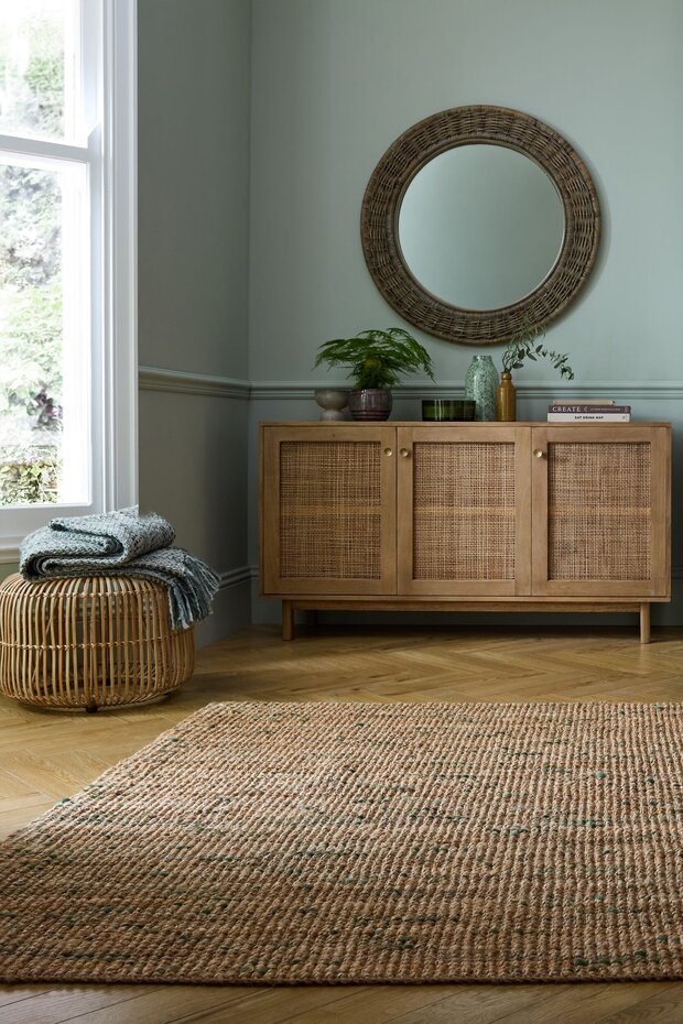 Jute vloerkleed - Boucle Naturel/Groen Jute vloerkleed - Boucle Naturel/Groen