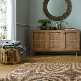 Jute vloerkleed - Boucle Naturel/Groen