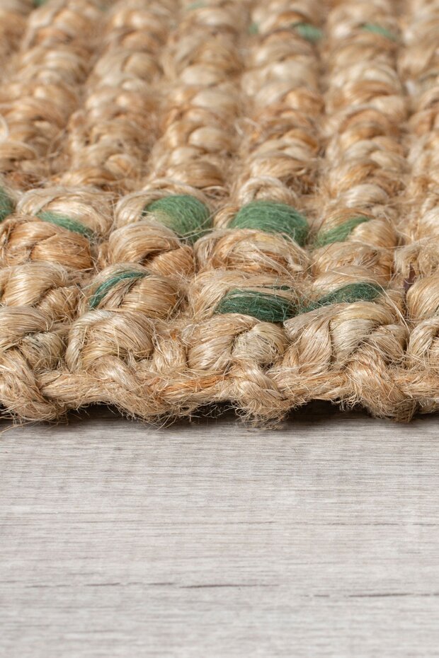 Jute vloerkleed - Boucle Naturel/Groen Jute vloerkleed - Boucle Naturel/Groen