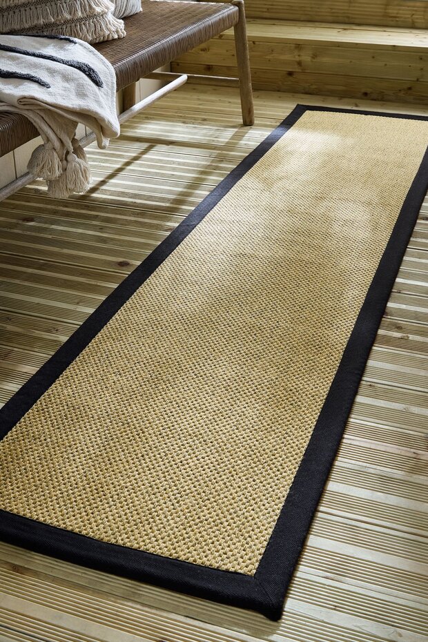 Laagpolig loper – Sisal Look Zwart