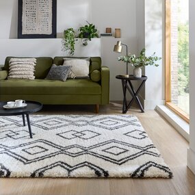 Hoogpolig vloerkleed - Atlas Berber Crème/Antraciet