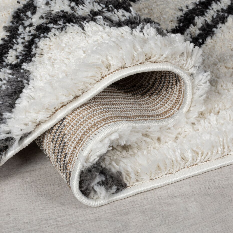 Hoogpolig vloerkleed - Atlas Berber Crème/Antraciet