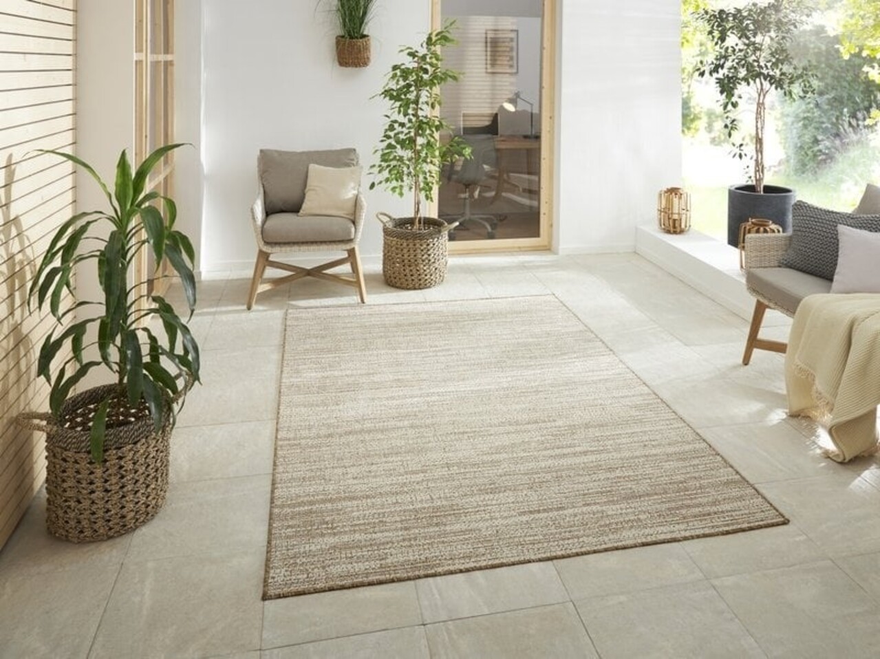 Elle Decoration - Binnen & Buitenkleed - Omkeerbaar - Gemini - Gemeleerd - Beige - 240 X 340 CM