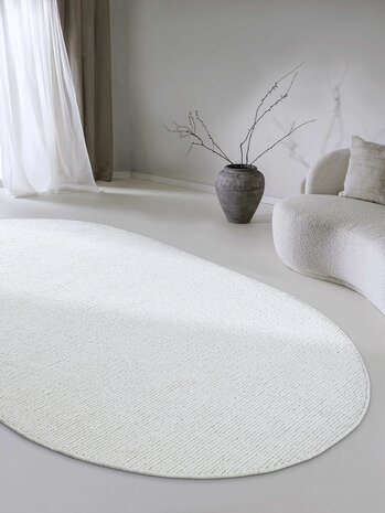 Ovaal wollen vloerkleed - Francois Wit/Crème - 160 X 230 CM Ovaal