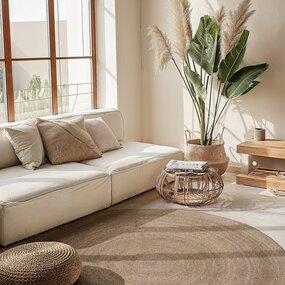 Jute vloerkleed - Rangpur Rond Taupe - 140cm rond Ø