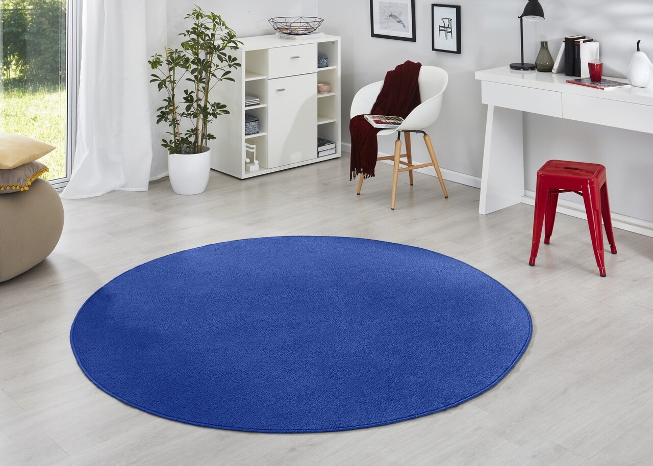 Rond effen vloerkleed - Fancy Blauw - Ø 133cm rond