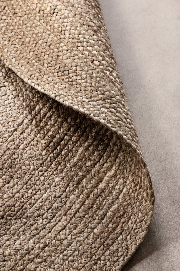 Jute vloerkleed - Rangpur Rond Taupe - 140cm rond Ø