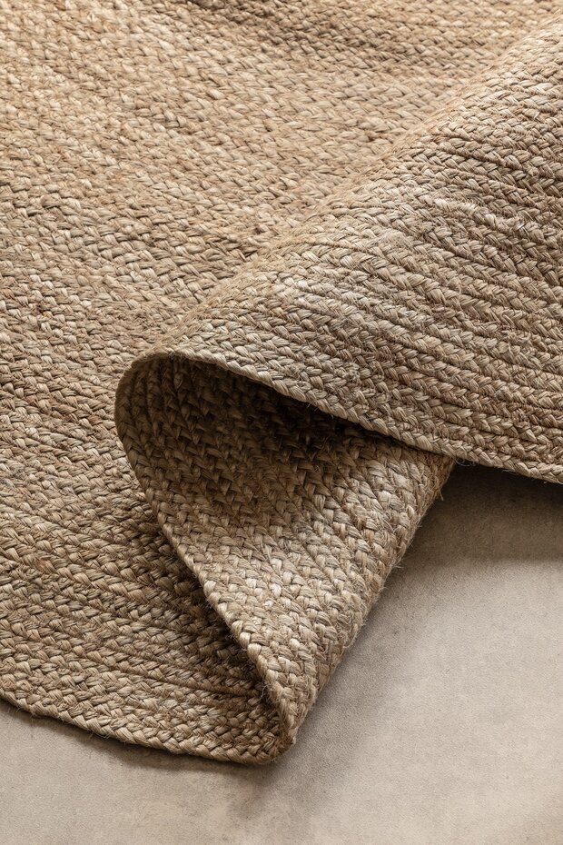 Jute vloerkleed - Rangpur Rond Taupe - 140cm rond Ø