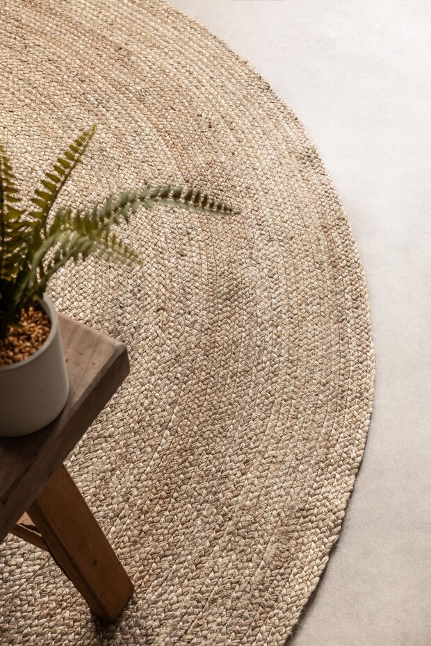 Jute vloerkleed - Rangpur Rond Taupe - 140cm rond Ø