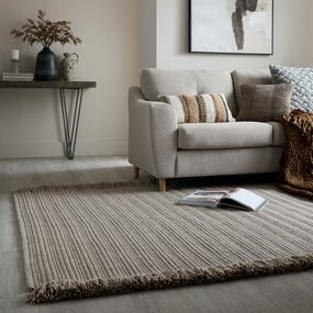Wollen vloerkleed - Rene Fringed Grijs