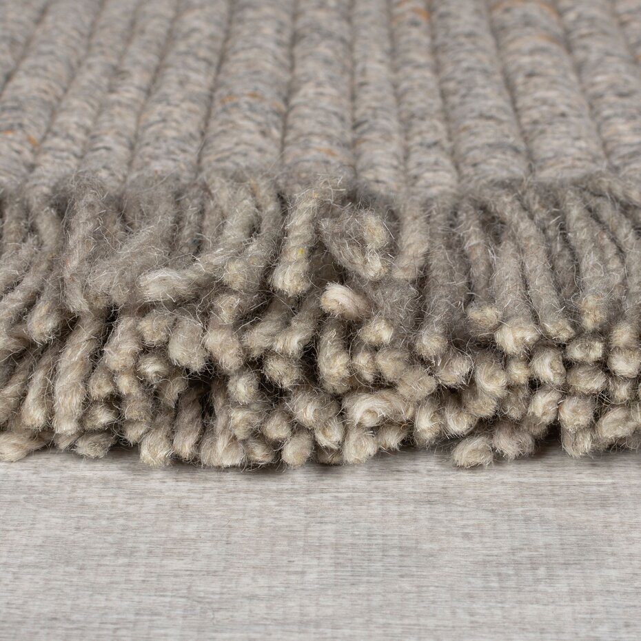 Wollen vloerkleed - Rene Fringed Grijs
