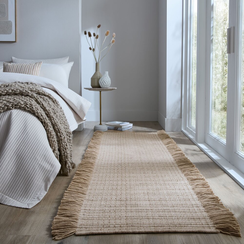 Wollen loper – Rene Fringed Beige Wollen loper – Rene Fringed Beige