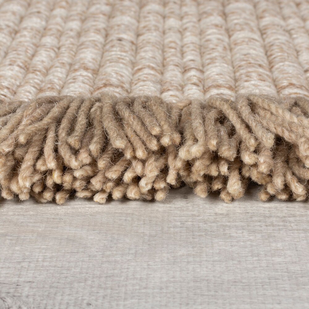 Wollen loper – Rene Fringed Beige Wollen loper – Rene Fringed Beige