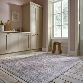 Wasbaar vintage vloerkleed - Otis Global Roze
