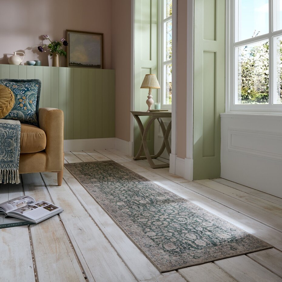 Wasbaar vintage loper – Beau Floral Groen