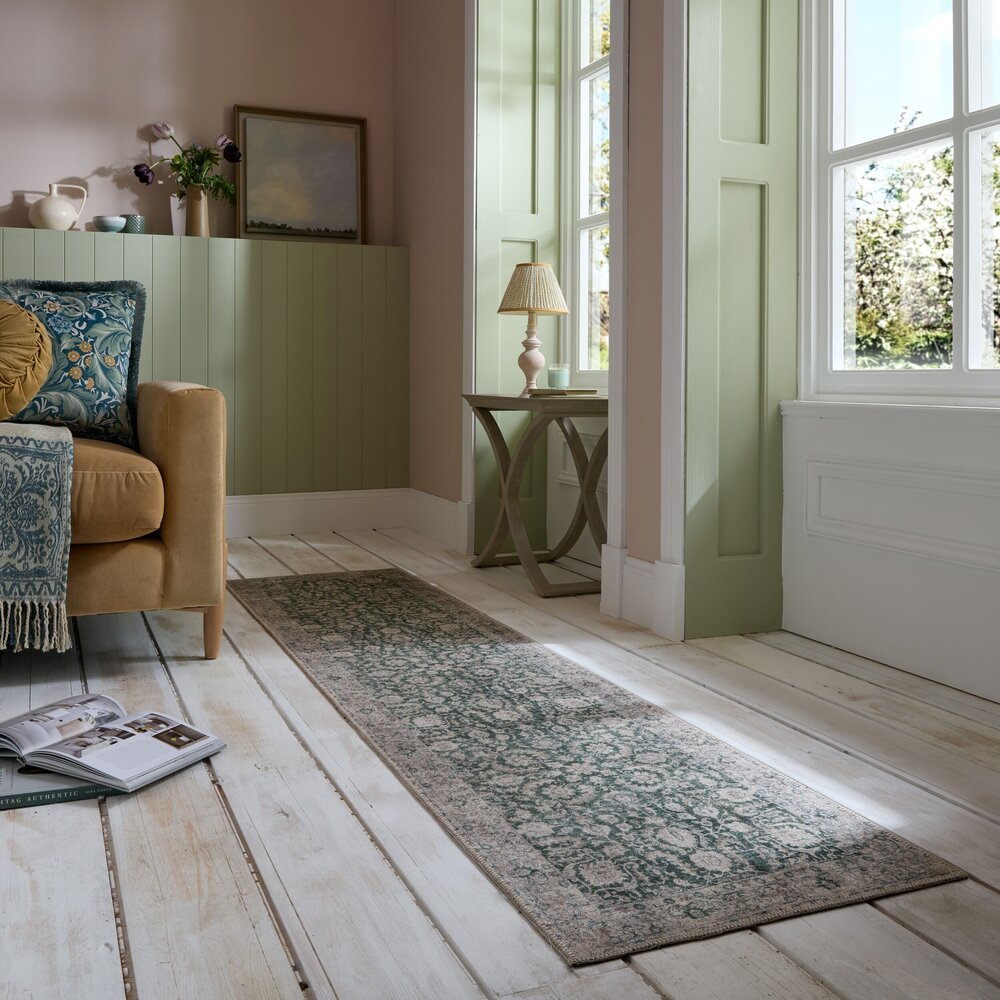 Wasbaar vintage loper – Beau Floral Groen