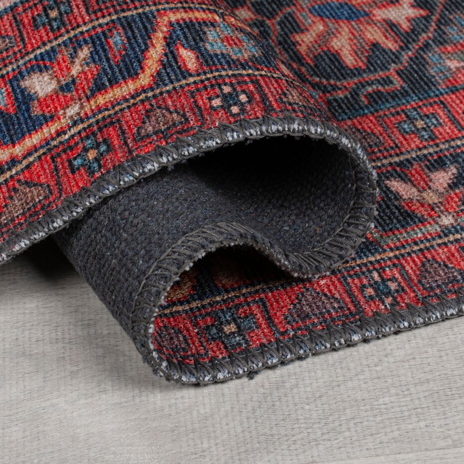 Wasbaar vintage loper - Medaillon Rood Wasbaar vintage loper - Medaillon Rood