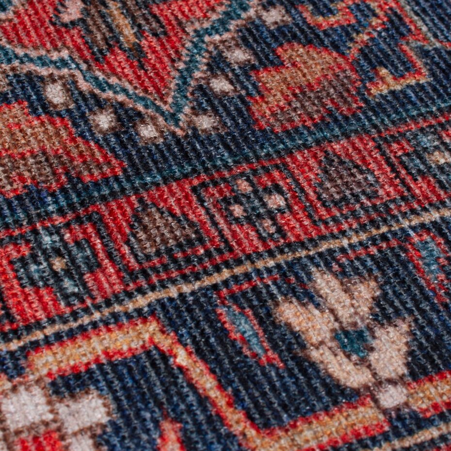 Wasbaar vintage loper - Medaillon Rood Wasbaar vintage loper - Medaillon Rood