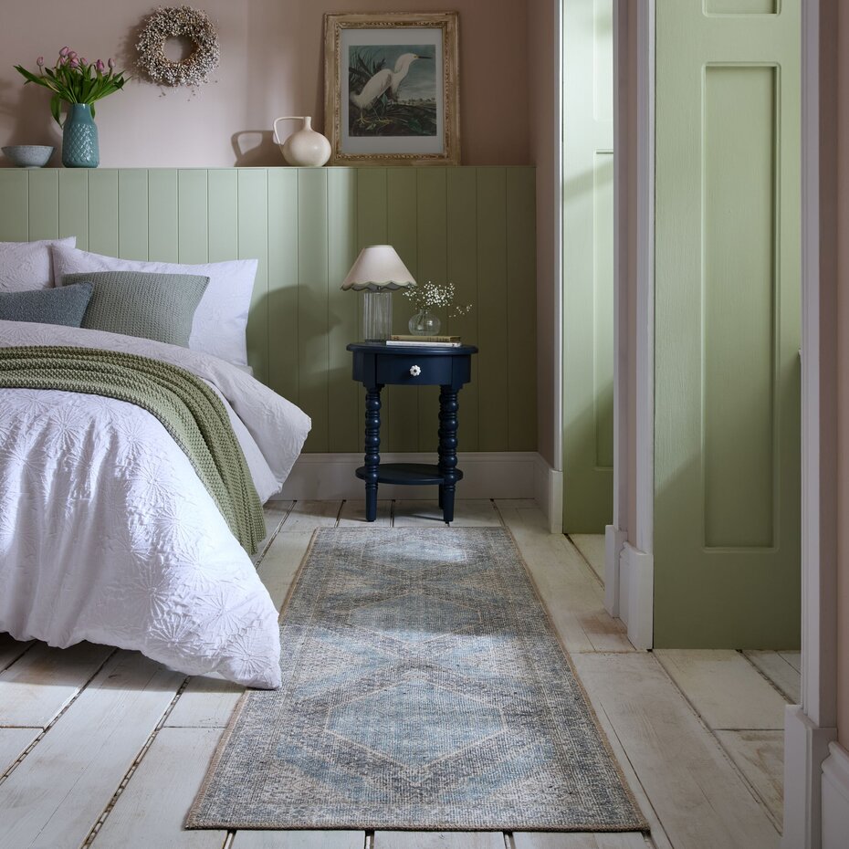 Wasbaar vintage loper – Corin Blauw