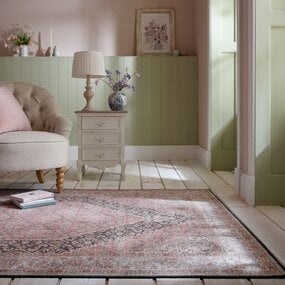 Wasbaar vintage vloerkleed – Briony Roze