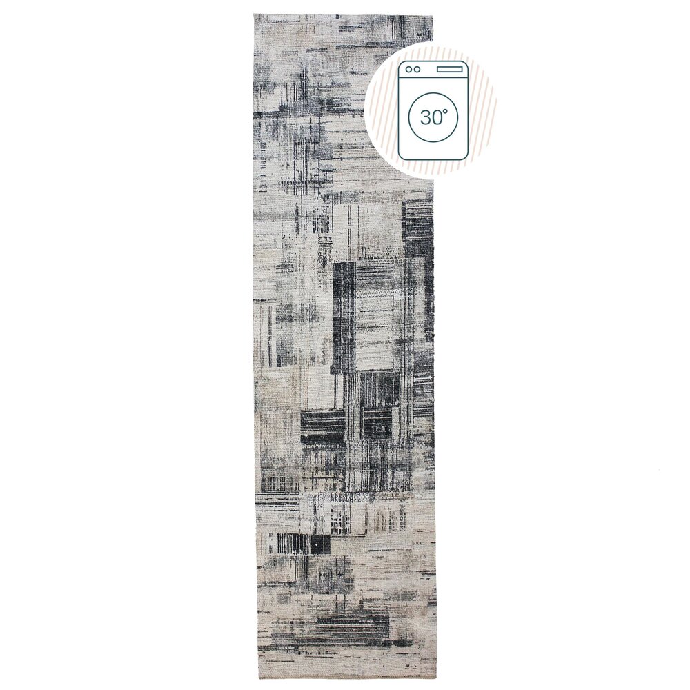 Wasbaar abstract loper – Silas Crème/Grijs Wasbaar abstract loper – Silas Crème/Grijs