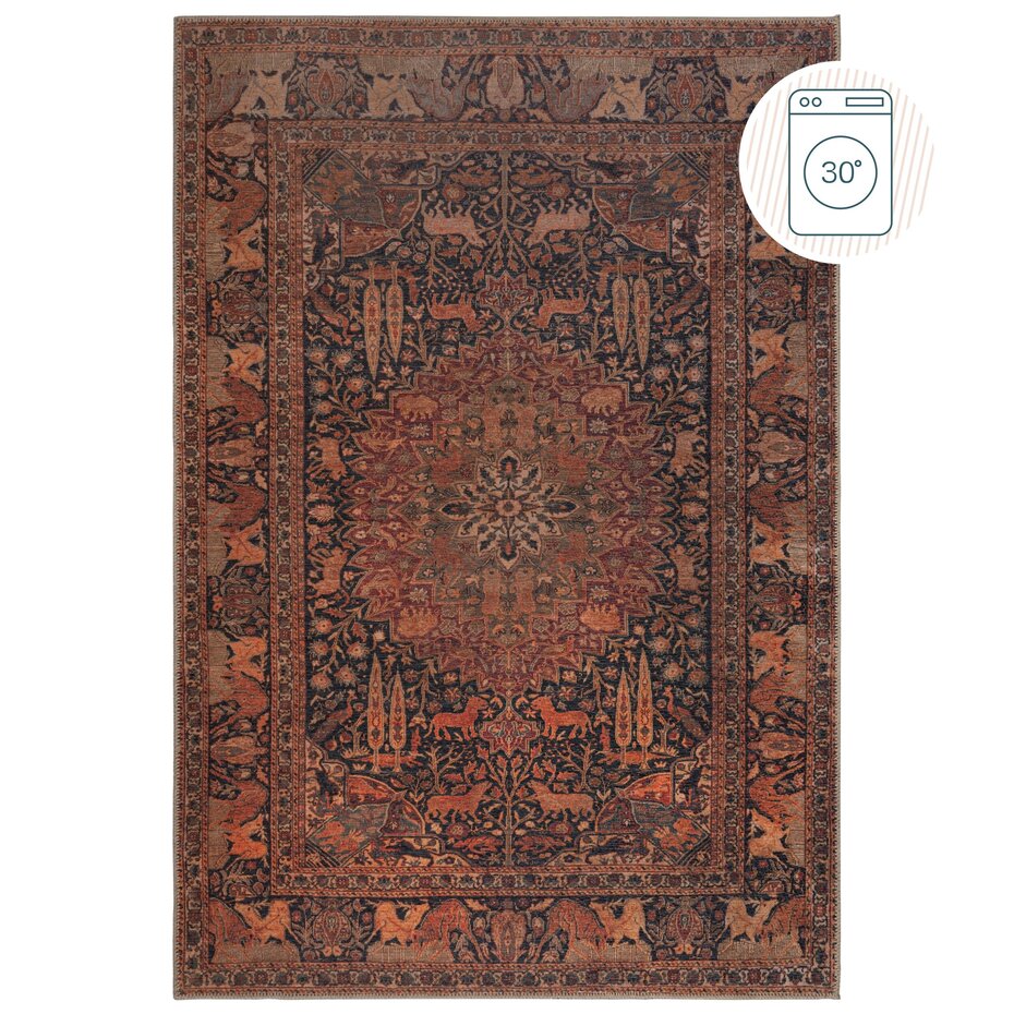 Wasbaar vintage vloerkleed – Nico Global Rood Wasbaar vintage vloerkleed – Nico Global Rood