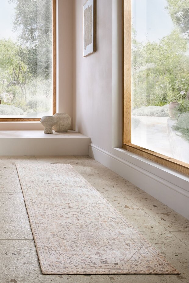 Wasbaar vintage loper – Teo Traditional Crème Wasbaar vintage loper – Teo Traditional Crème