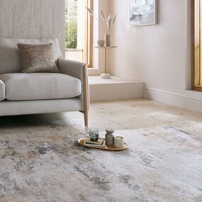 Wasbaar abstract vloerkleed - Lila Beige/Grijs