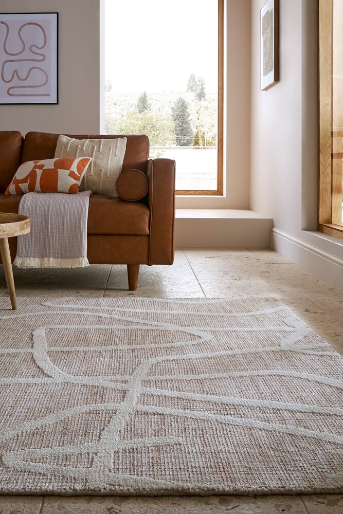 Abstract vloerkleeed - Micah Circular Knit Beige