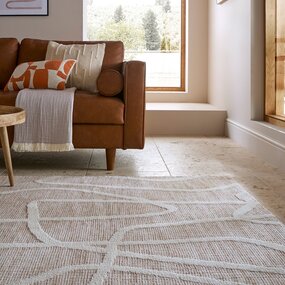 Abstract vloerkleeed - Micah Circular Knit Beige