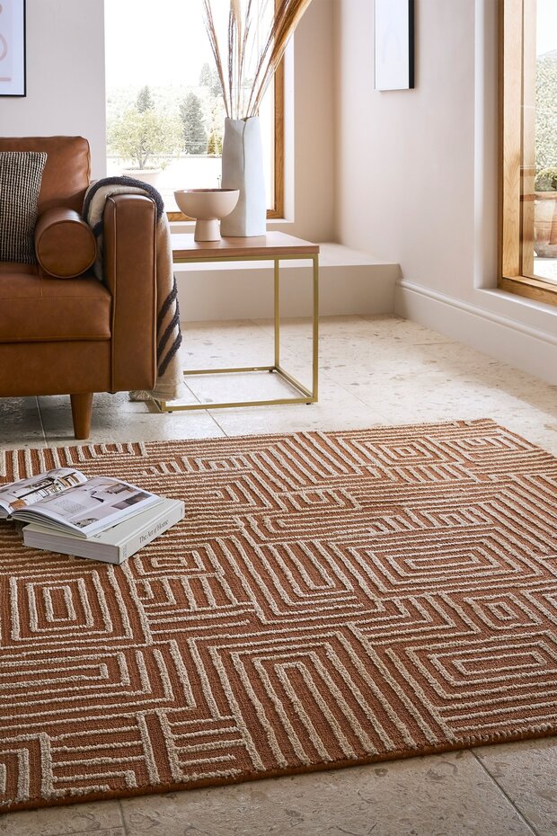 Geometrisch vloerkleed - Kylo Circular Knit Terracotta