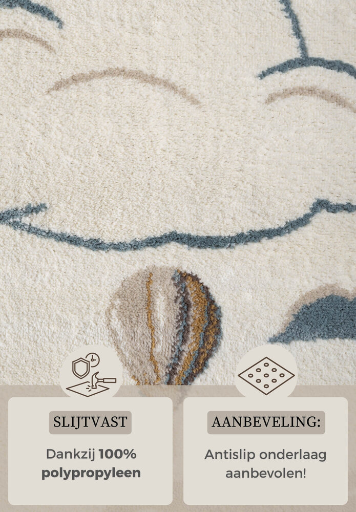 Kindervloerkleed - Luchtballon Crème/Kleurrijk - 120x170 cm Kindervloerkleed - Luchtballon Crème/Kleurrijk - 120x170 cm