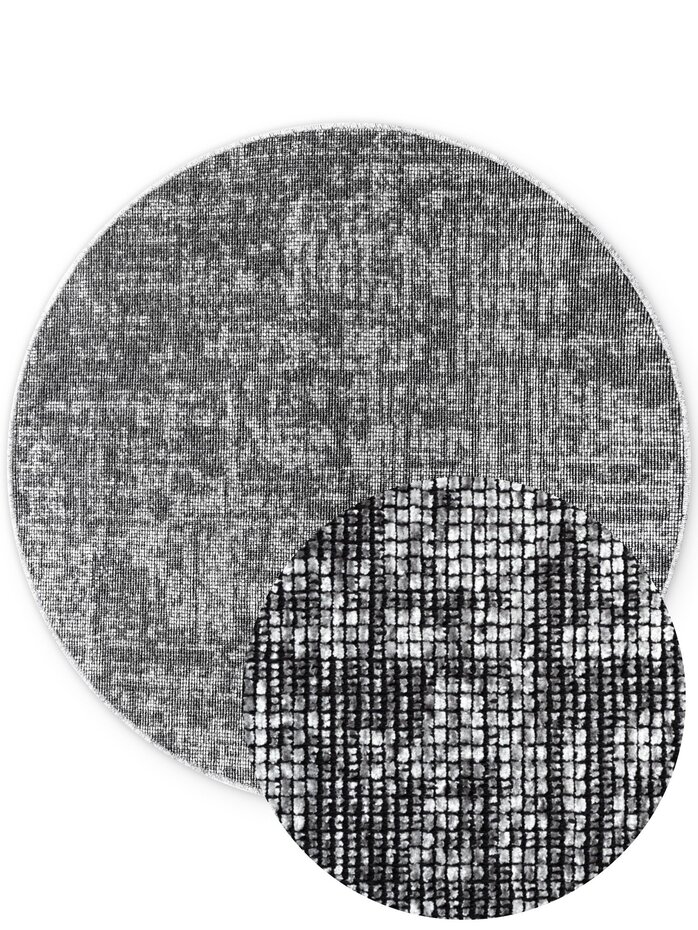 Rond vintage vloerkleed - Prisma Grijs