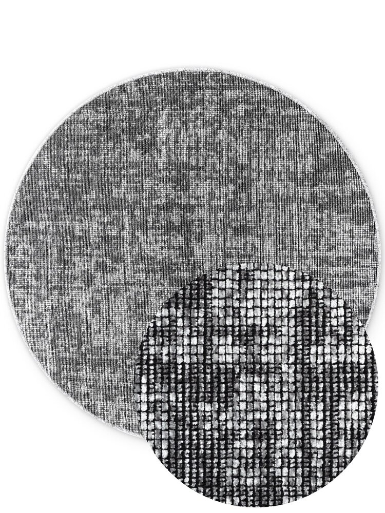 Rond vintage vloerkleed - Prisma Grijs