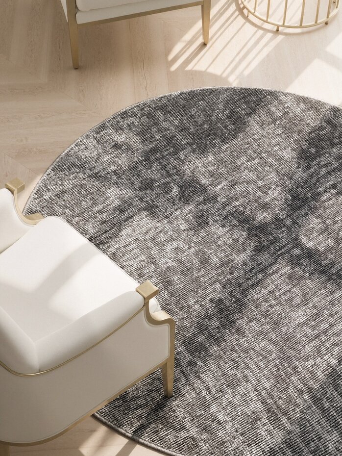 Rond vintage vloerkleed - Prisma Grijs