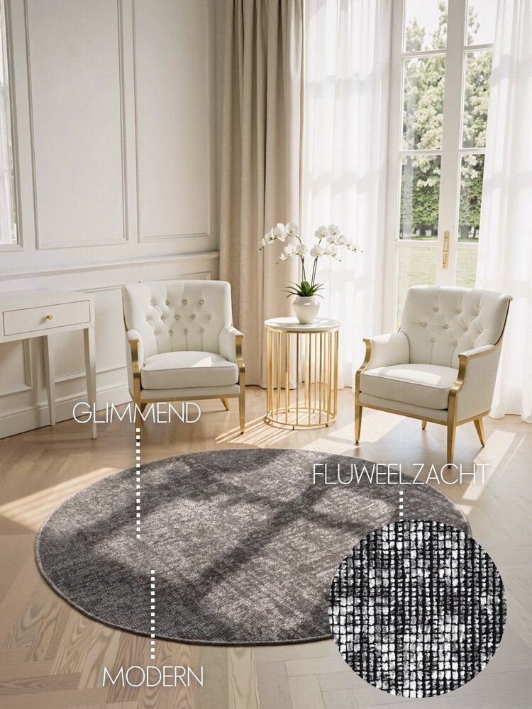 Rond vintage vloerkleed - Prisma Grijs